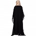 Double layered kaftan abaya with piping at border- Black Double layered kaftan abaya with piping at border- Black